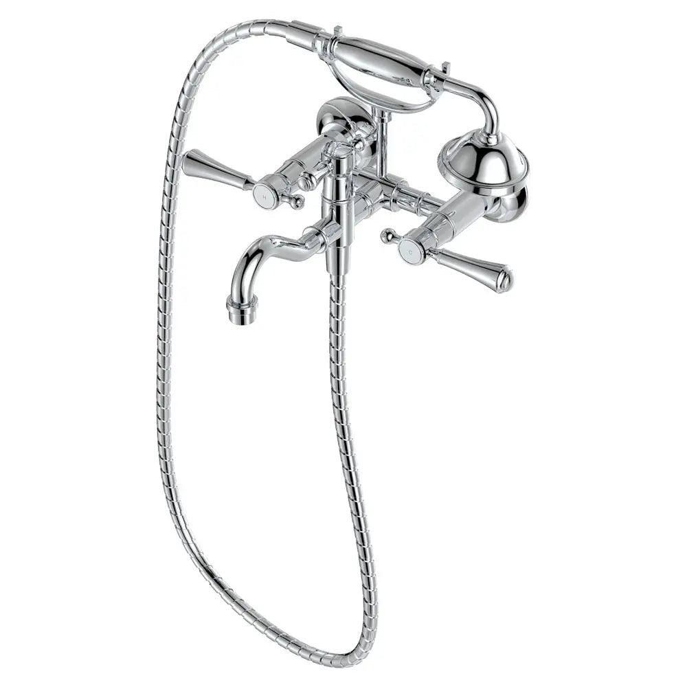 Lillian Lever Exposed Bath Tap Set with Hand Shower, Chrome fienza