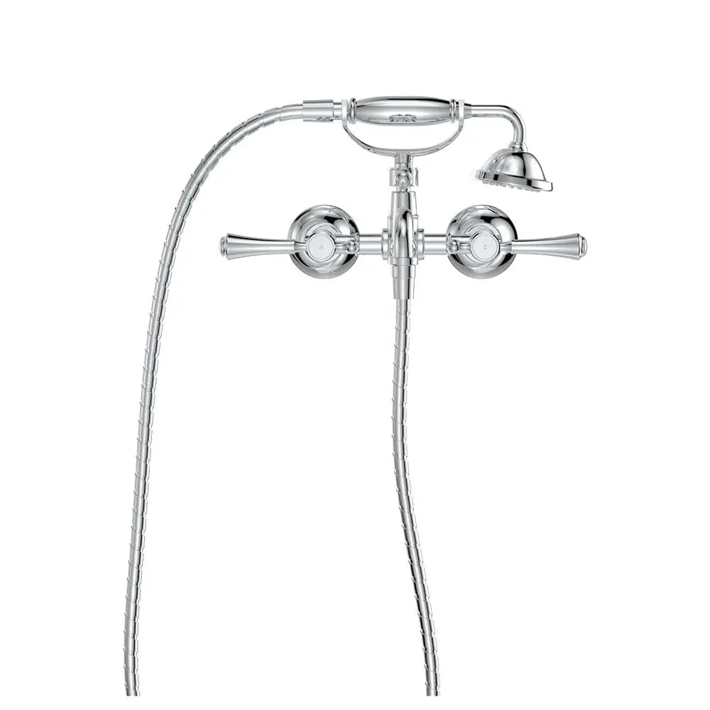 Lillian Lever Exposed Bath Tap Set with Hand Shower, Chrome fienza