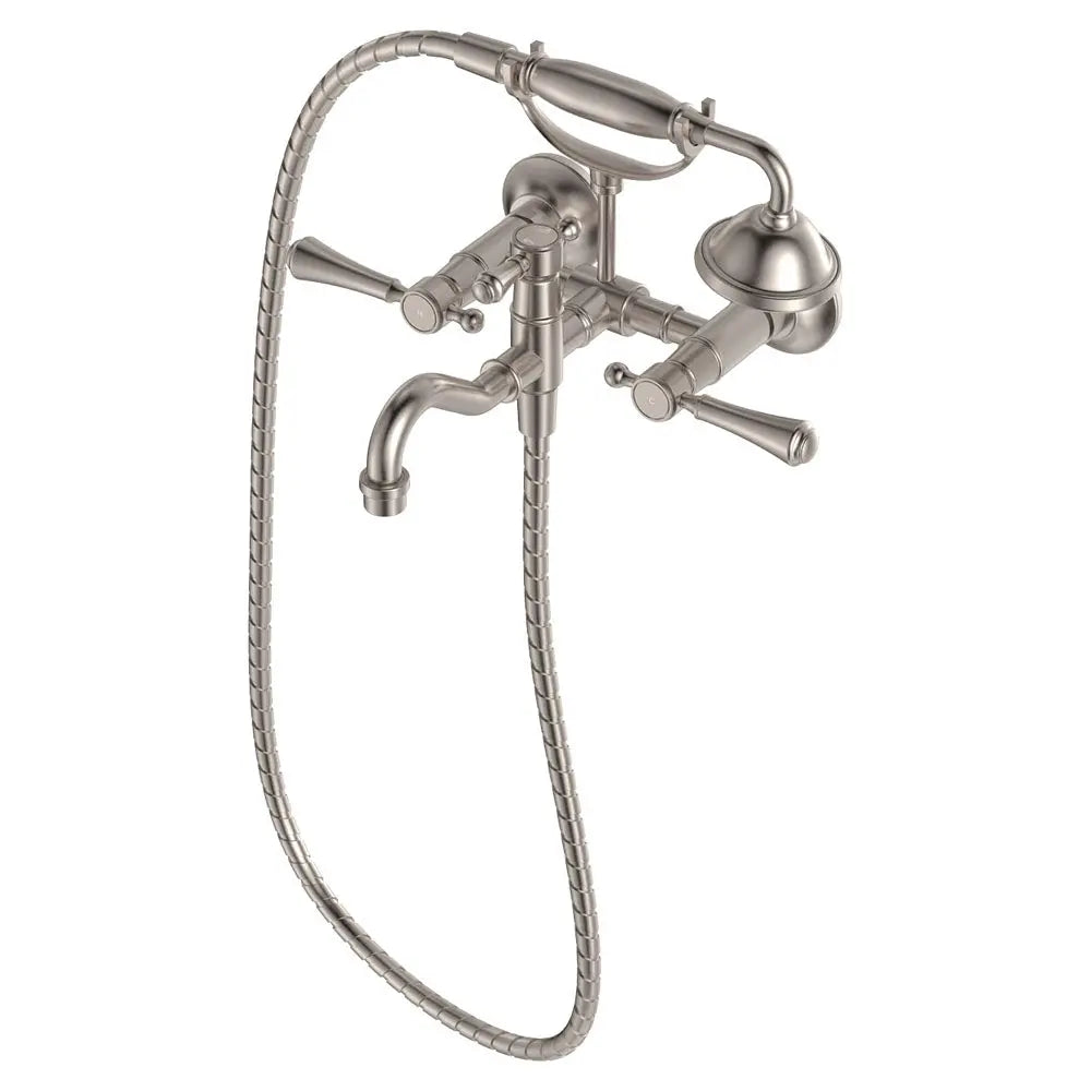 Lillian Lever Exposed Bath Tap Set with Hand Shower, Brushed Nickel fienza