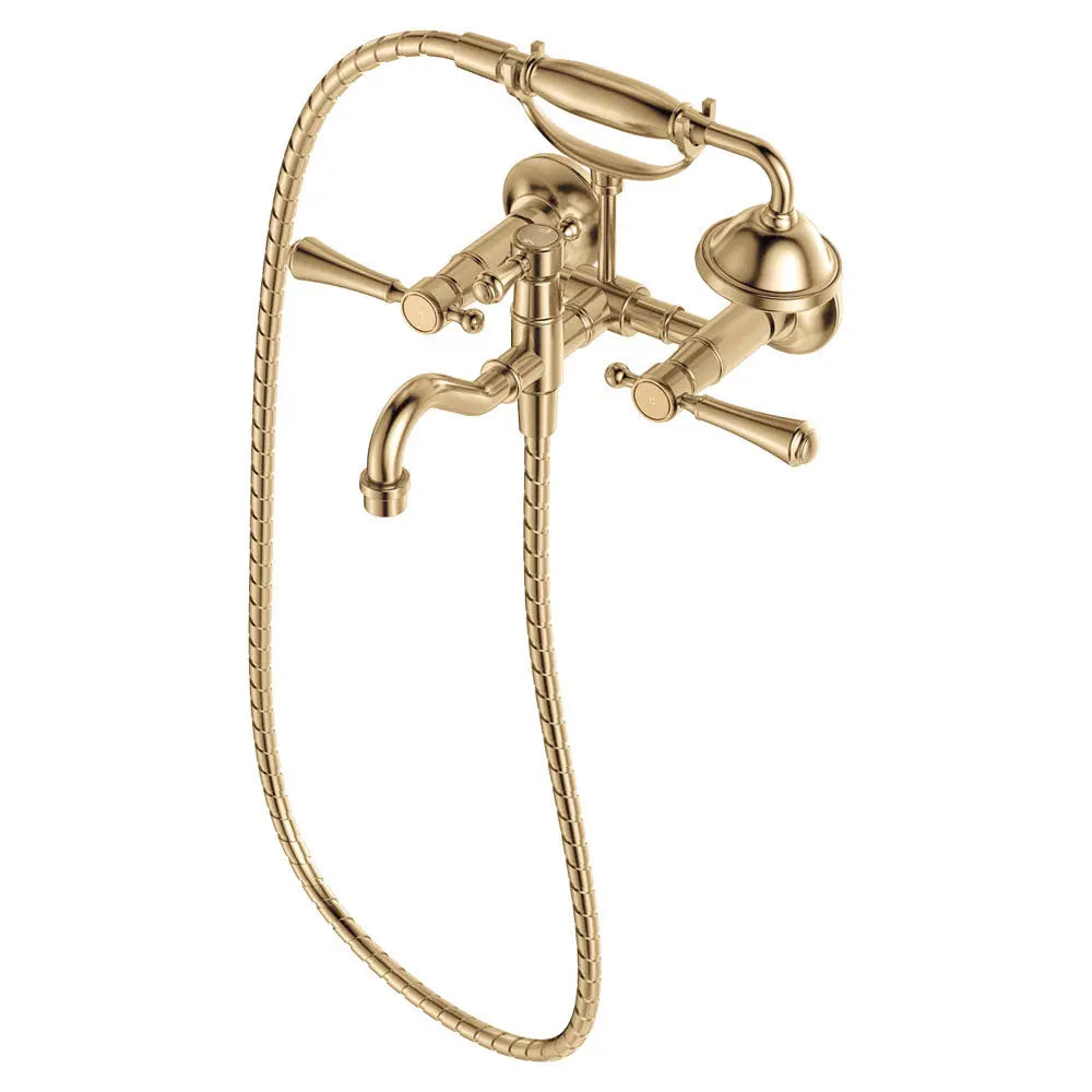 Lillian Lever Exposed Bath Tap Set with Hand Shower, Urban Brass fienza