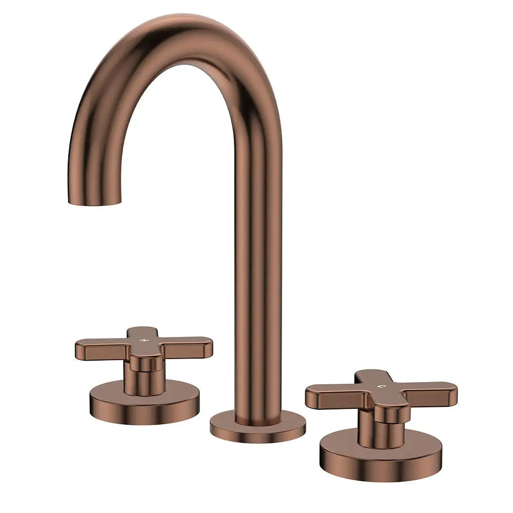 Kaya Round Hob Set, Cross Taps, Brushed Copper fienza