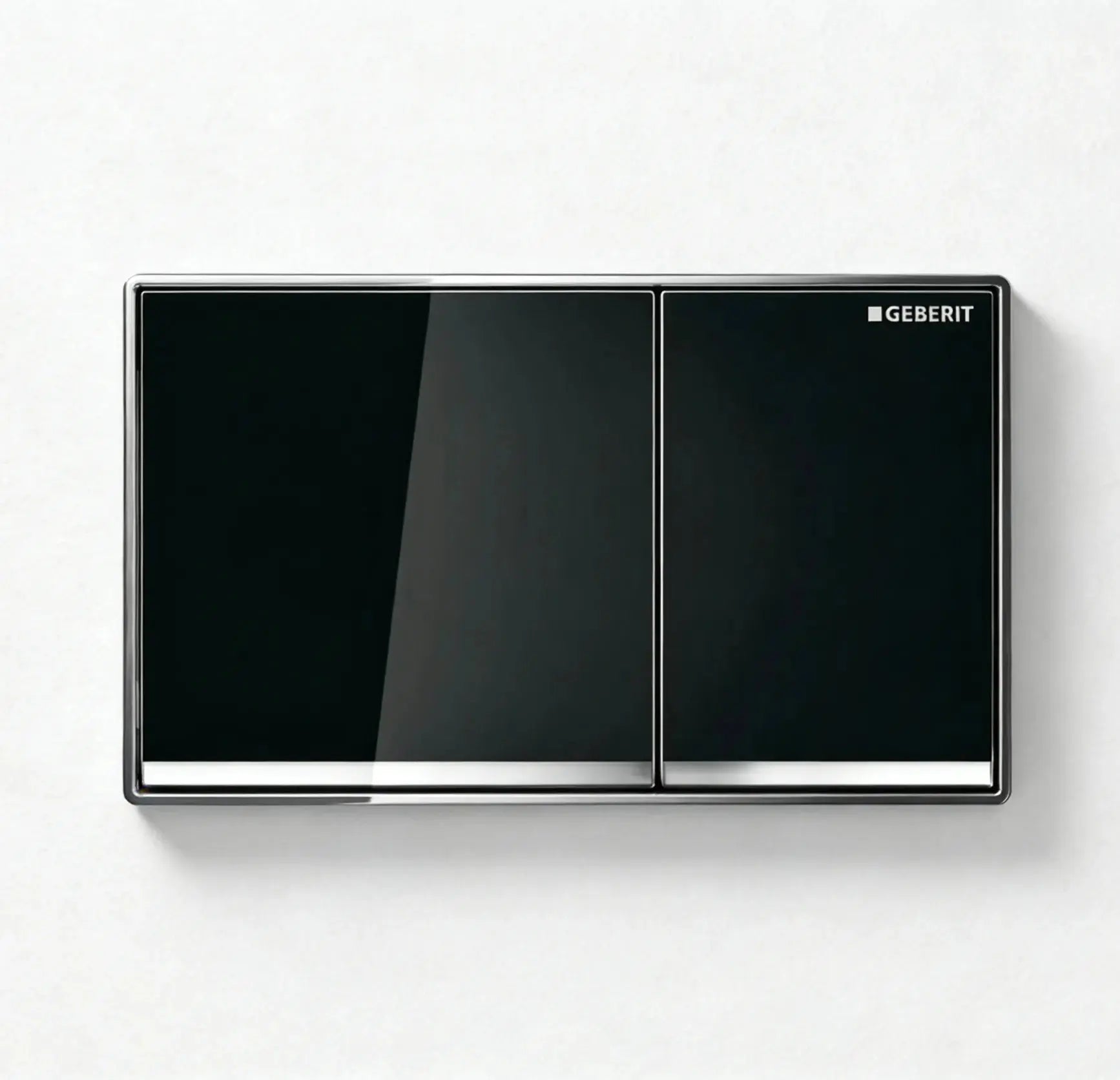 Geberit Sigma60 Dual Flush Plate  – Black Glass Finish, Chrome Trim mercioaustralia