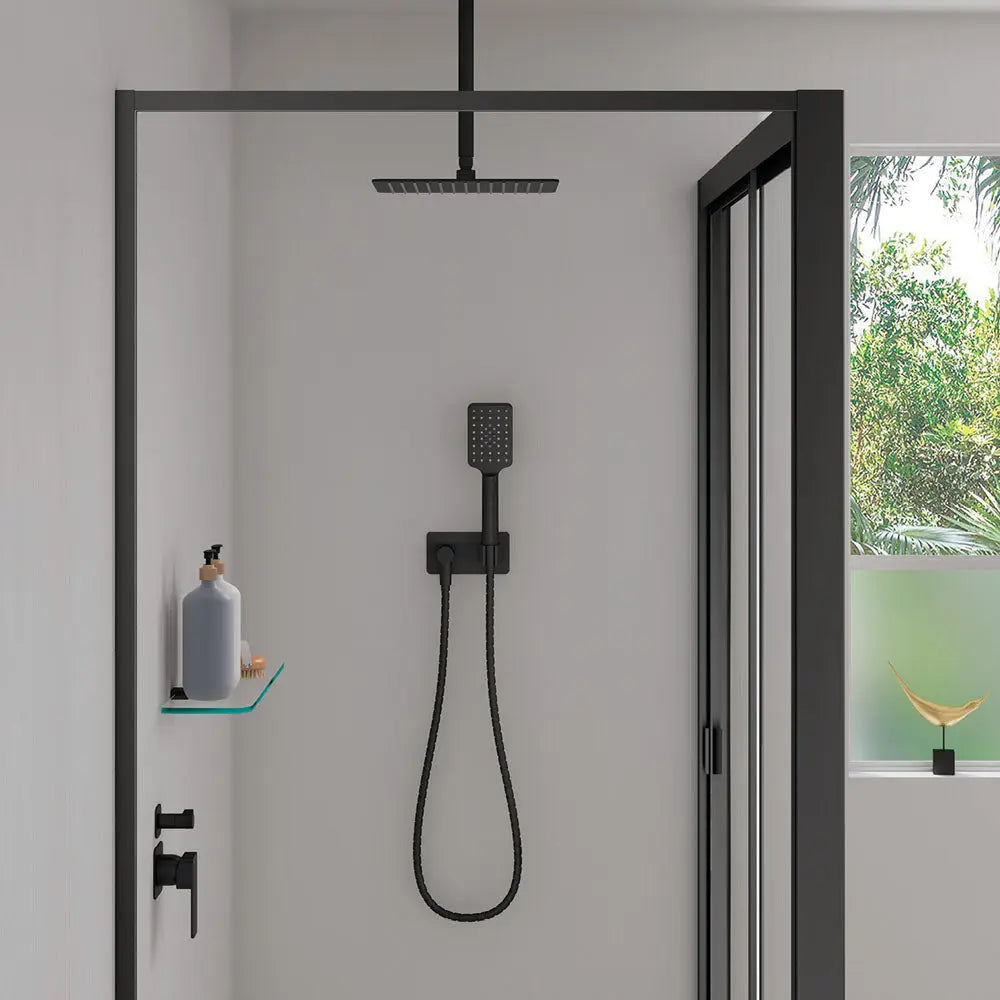 Tono Hand Shower, Rectangular Plate, Matte Black fienza