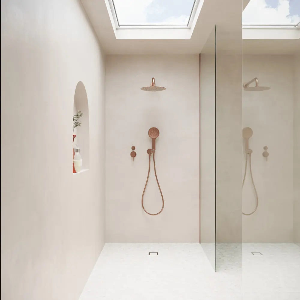 Kaya Hand Shower, Round Plate, Brushed Copper fienza