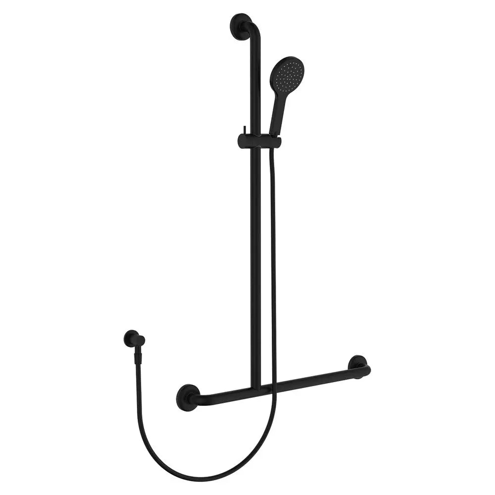 Hustle Care Matte Black Inverted T Rail Shower, Left-Hand fienza