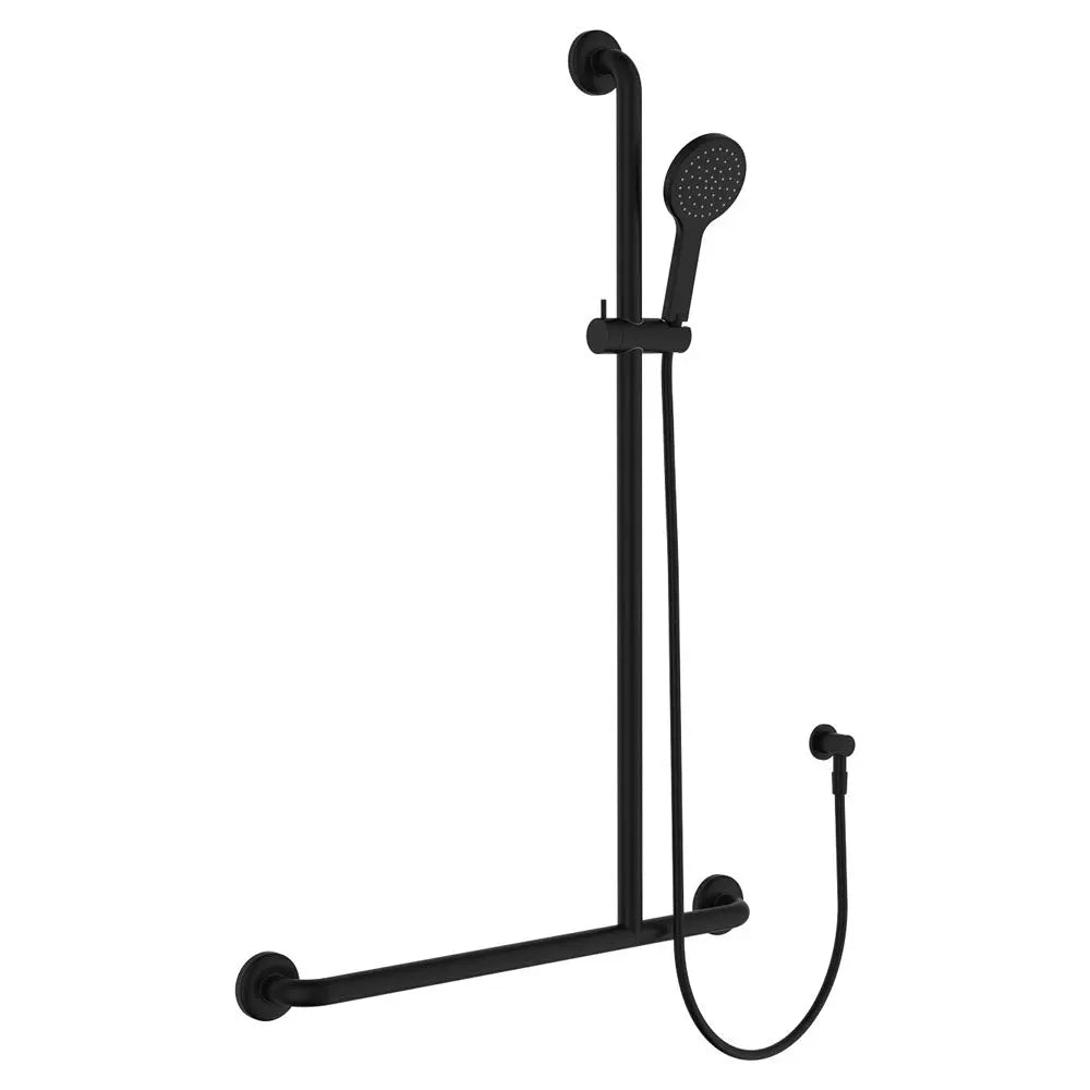 Hustle Care Matte Black Inverted T Rail Shower, Right-Hand fienza