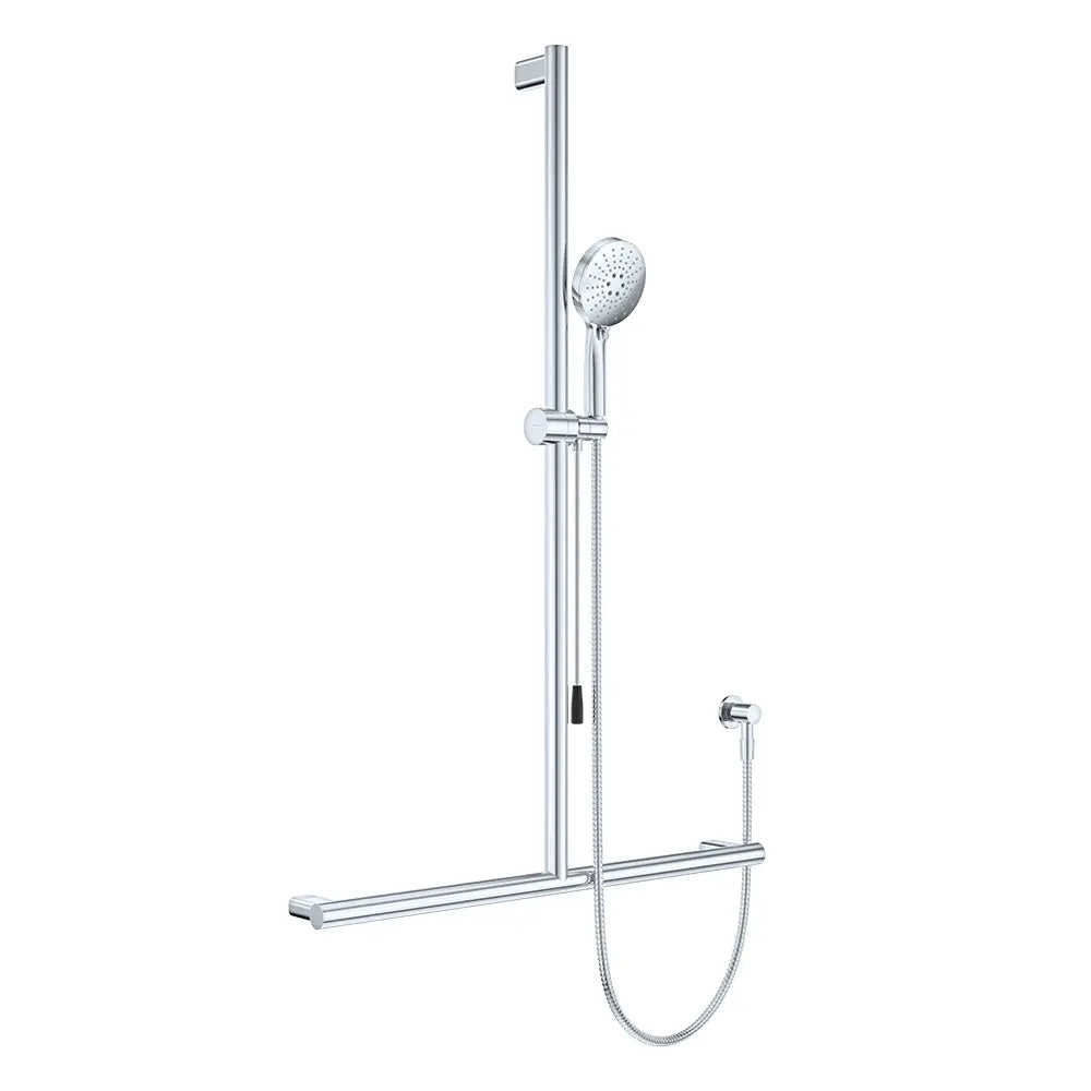 Care Inverted T Rail Shower with Push/Pull Slider, Chrome fienza