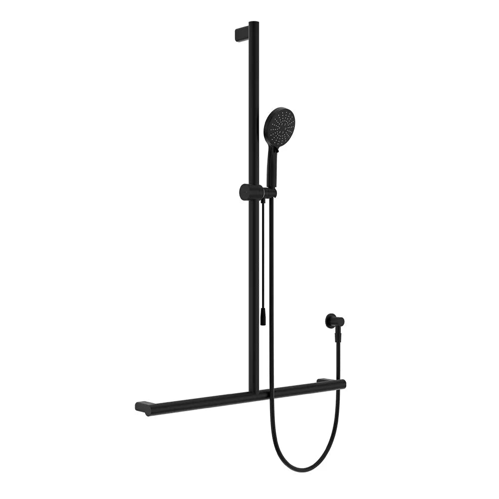 Care Inverted T Rail Shower with Push/Pull Slider, Matte Black fienza