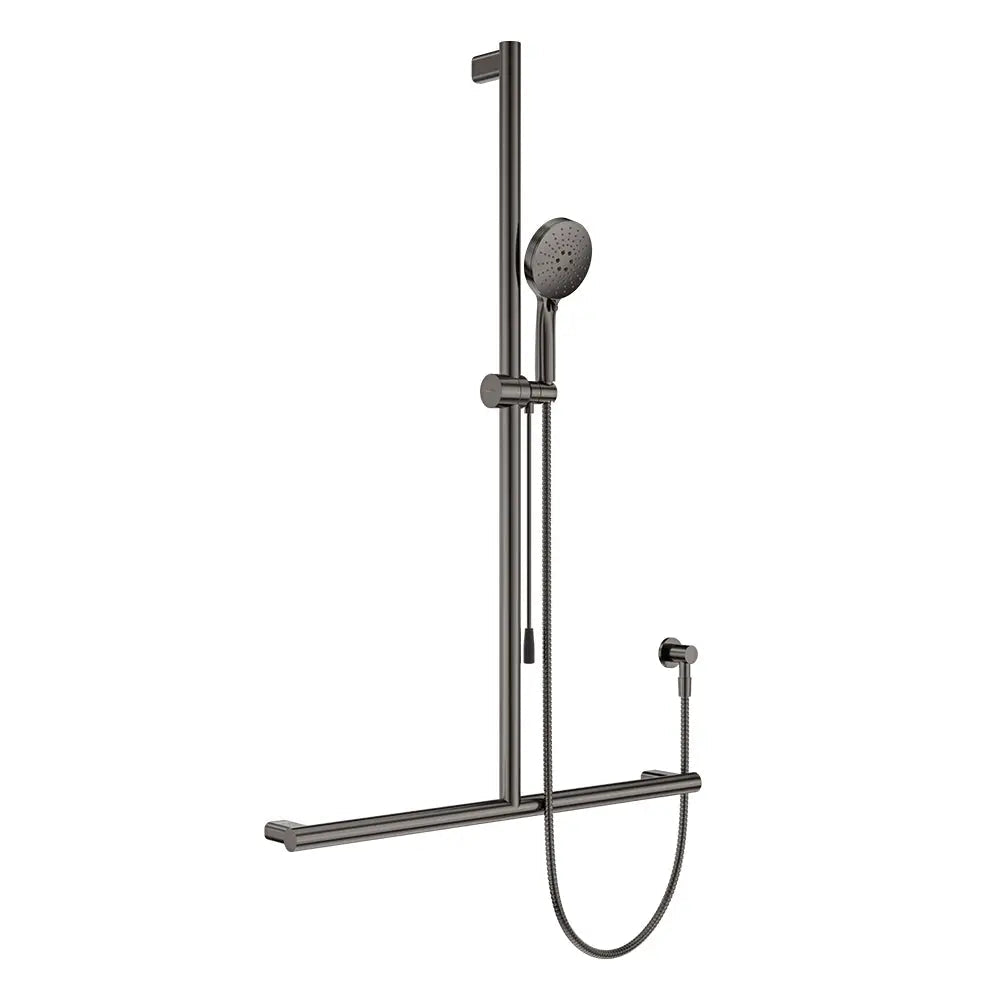 Care Inverted T Rail Shower with Push/Pull Slider, Gun Metal fienza