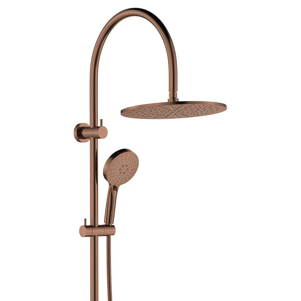 Empire Slim Curved Twin Shower, Brushed Copper fienza