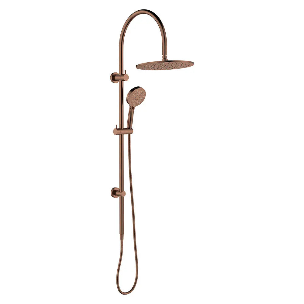 Empire Slim Curved Twin Shower, Brushed Copper fienza