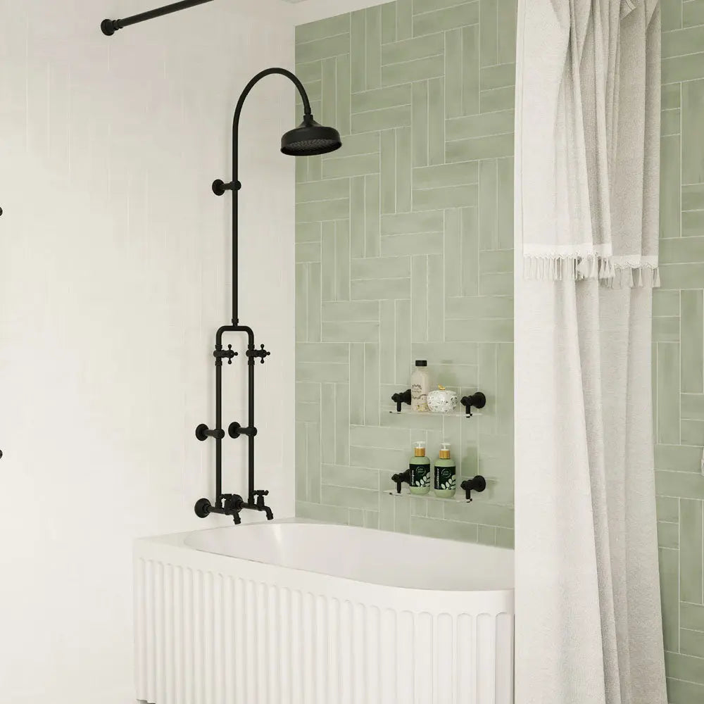 Lillian Exposed Rail Shower & Bath Set, Matte Black fienza