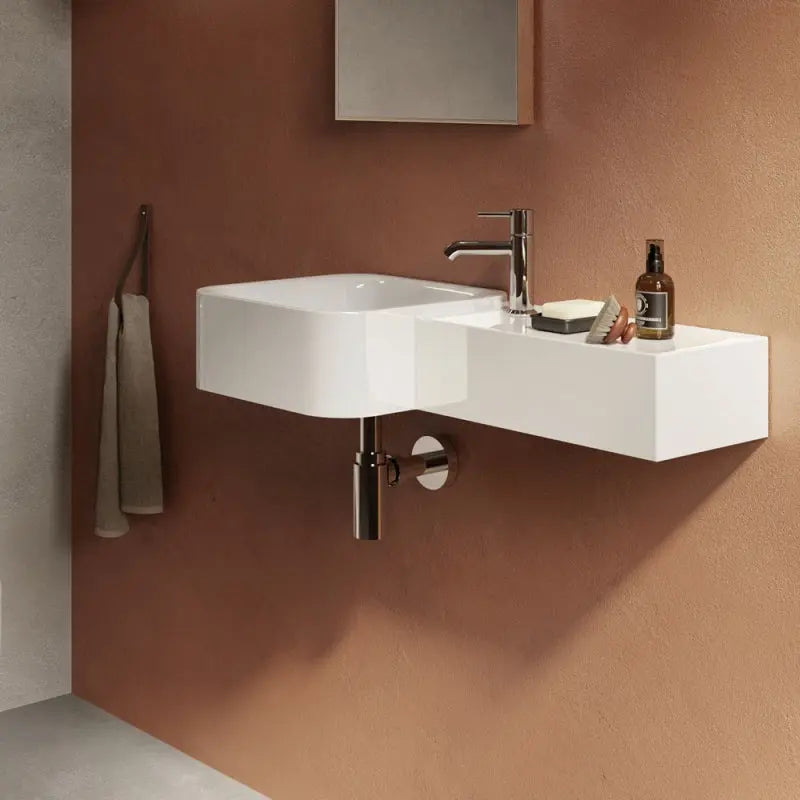 RAK Petit Square Wall Basin, Right Edge, 1 Tap Hole fienza