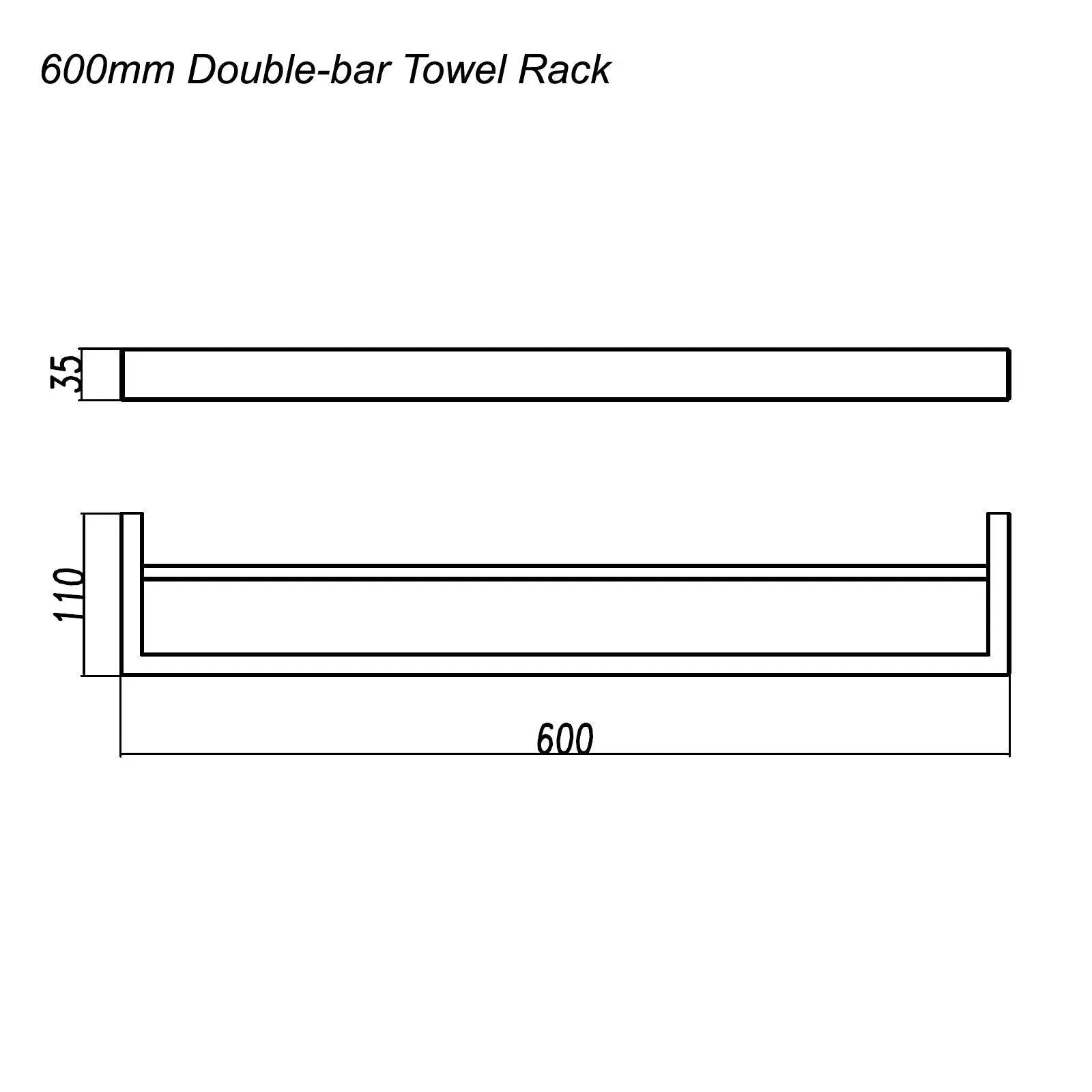 IVANO - 600mm Chrome Double Towel Rail Aquaperla