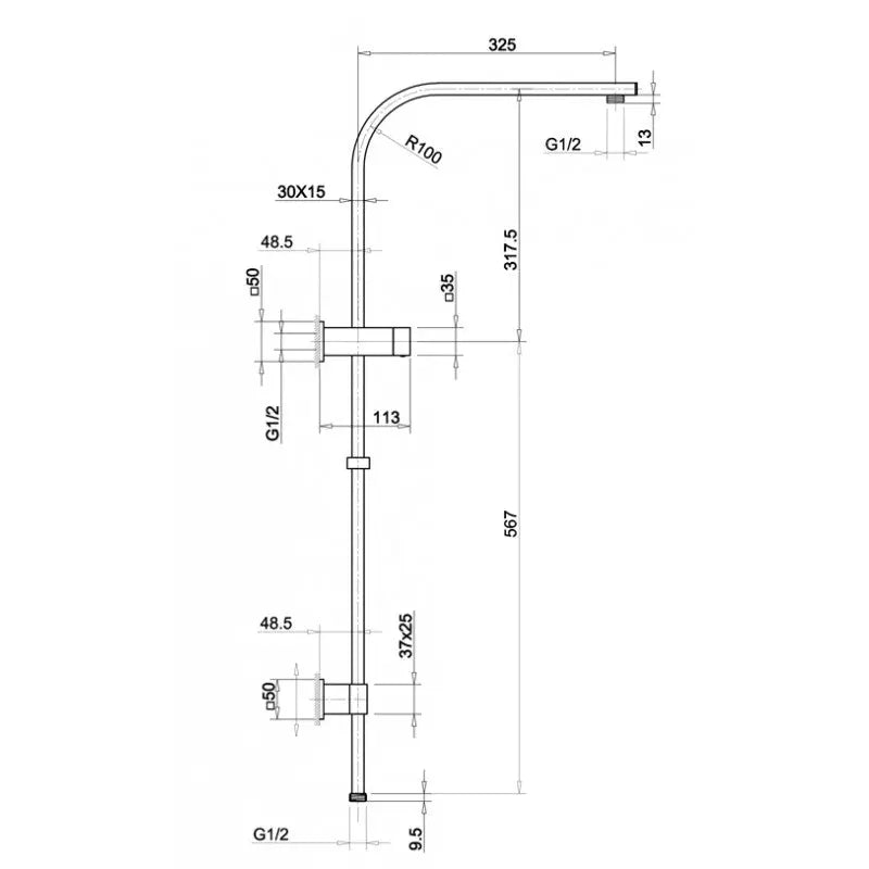 Chrome Shower Rail Aquaperla