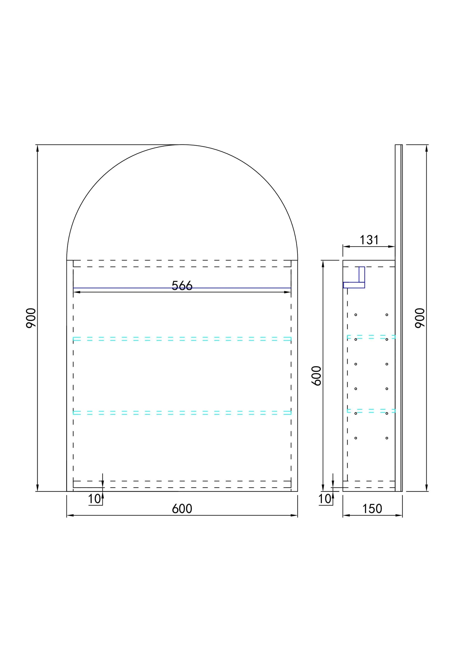 Olivia LED Mirror Cabinet 450X900X155mm Poseidonbk