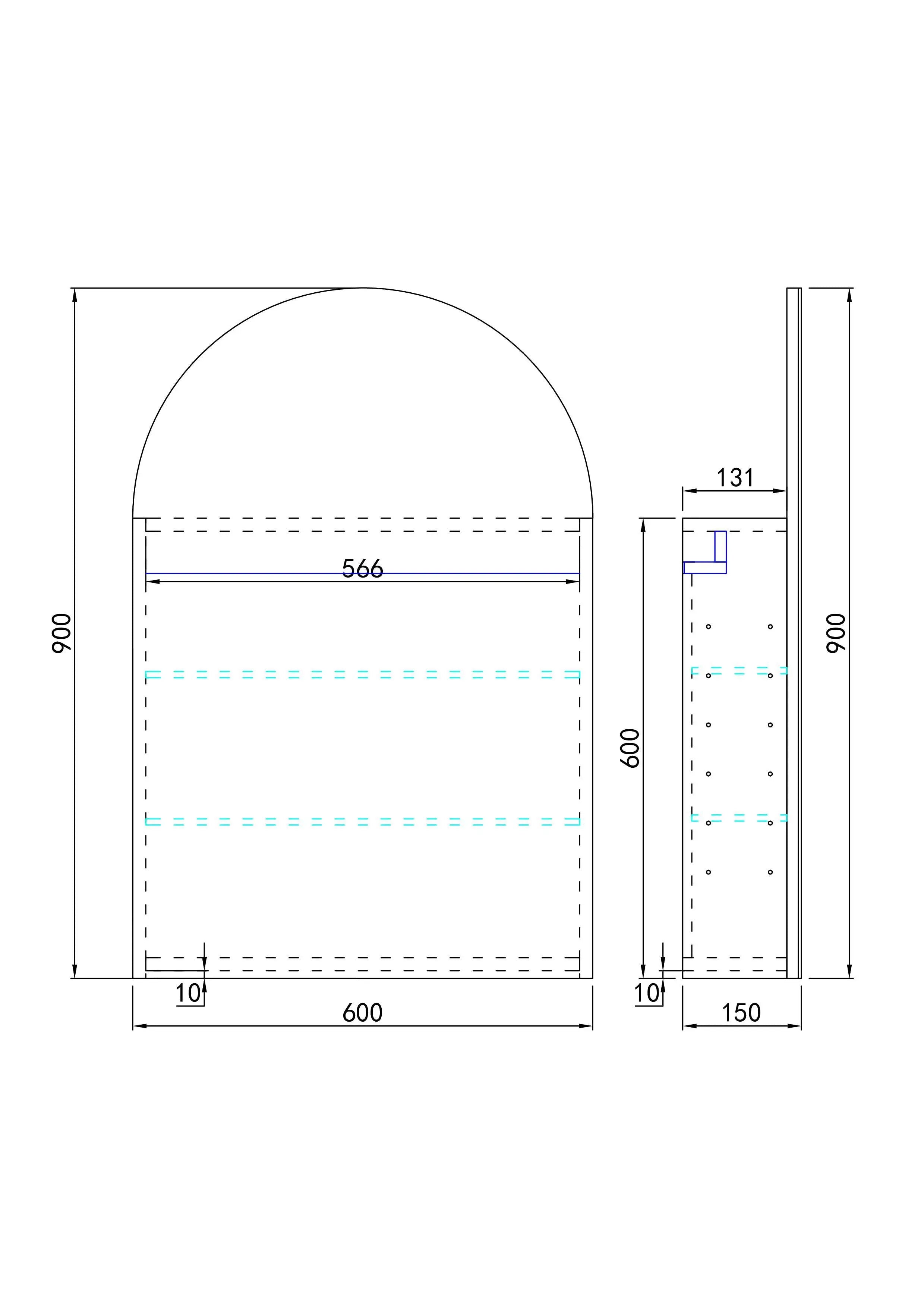 Olivia LED Mirror Cabinet 450X900X155mm Poseidonbk