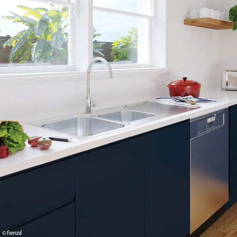 Tiva 1080 1.75 Kitchen Sink with Drainer, Left Bowl fienza