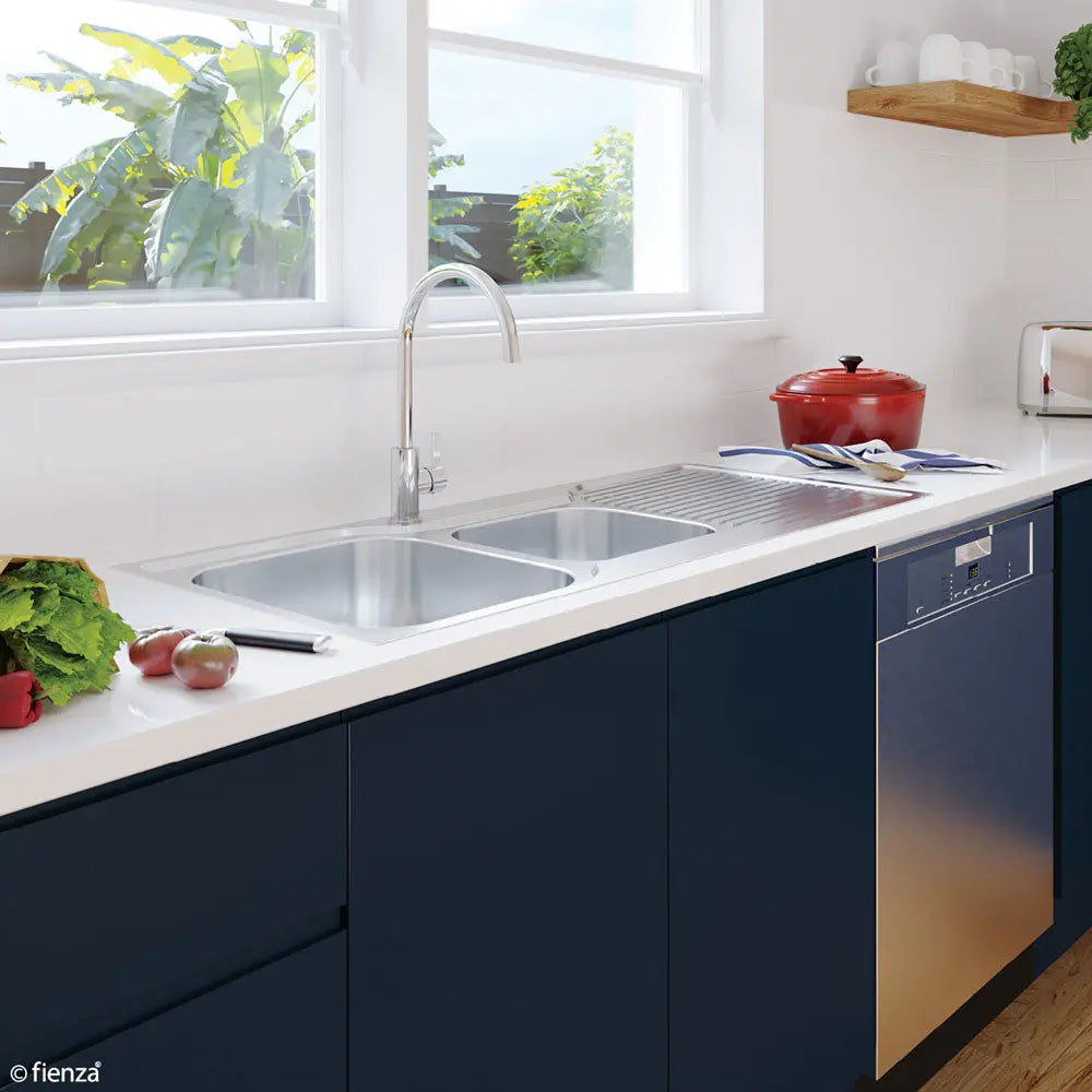 Tiva 1080 1.75 Kitchen Sink with Drainer, Right Bowl fienza