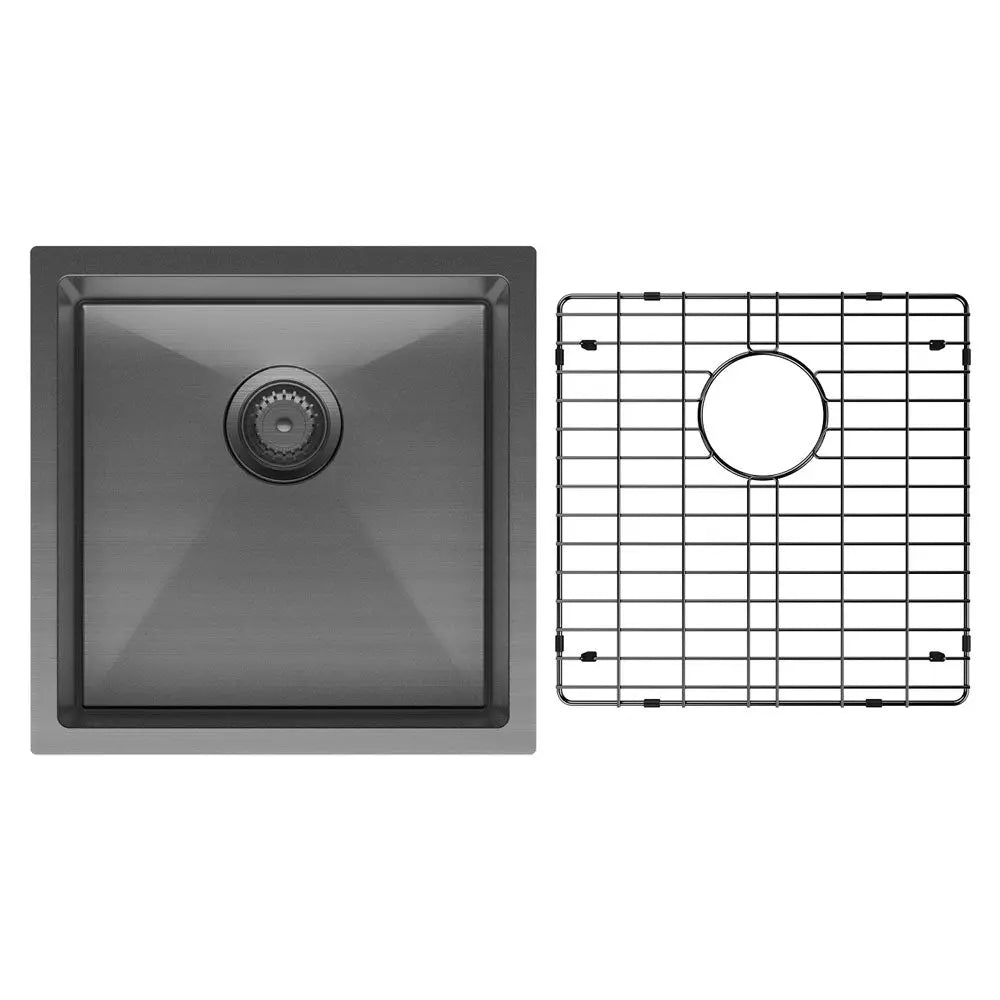 Hana 32L Single Kitchen Sink Kit, PVD Carbon Metal fienza