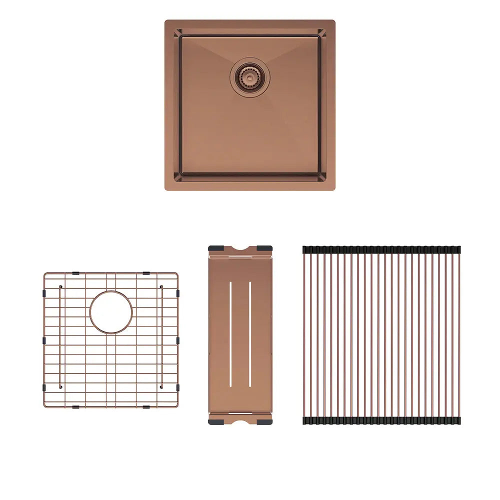 Hana 32L Single Kitchen Sink Kit, Brushed Copper fienza