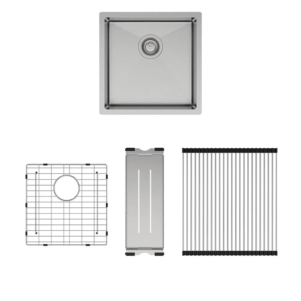 Hana 32L Single Kitchen Sink Kit, Stainless Steel fienza