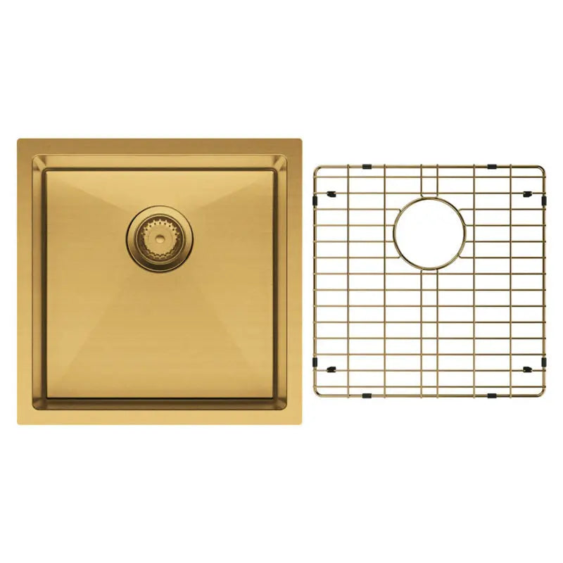 Hana 32L Single Kitchen Sink, PVD Rugged Brass fienza