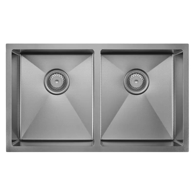 Hana Anti-Scratch 27L/27L Double Kitchen Sink Kit, PVD Gun Metal fienza