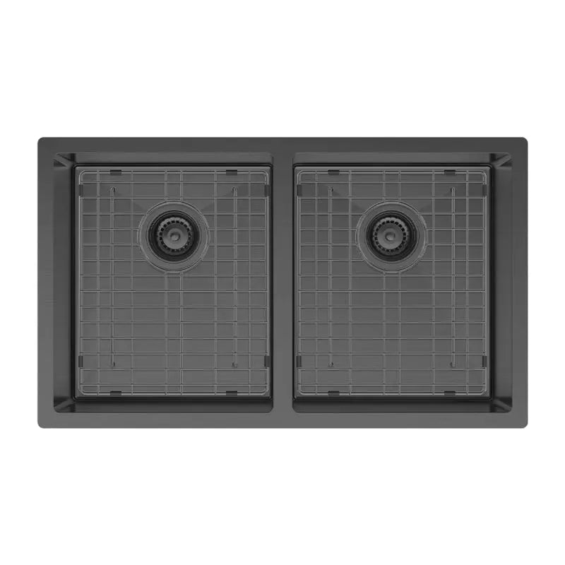 Hana 27L/27L Double Kitchen Sink, PVD Carbon Metal fienza
