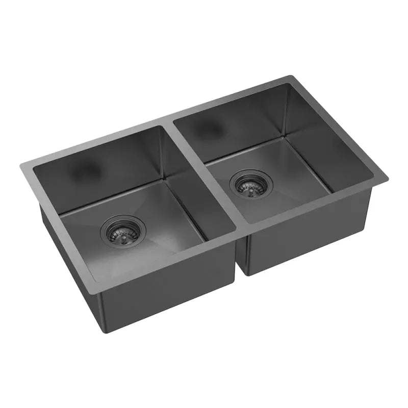 Hana 27L/27L Double Kitchen Sink, PVD Carbon Metal fienza