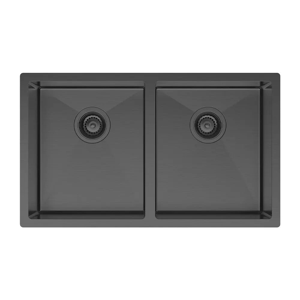 Hana 27L/27L Double Kitchen Sink, PVD Carbon Metal fienza