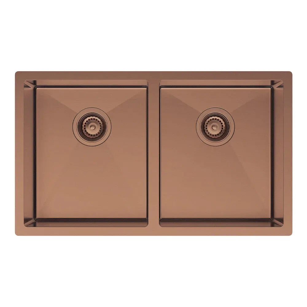 Hana 27L/27L Double Kitchen Sink, PVD Brushed Copper fienza