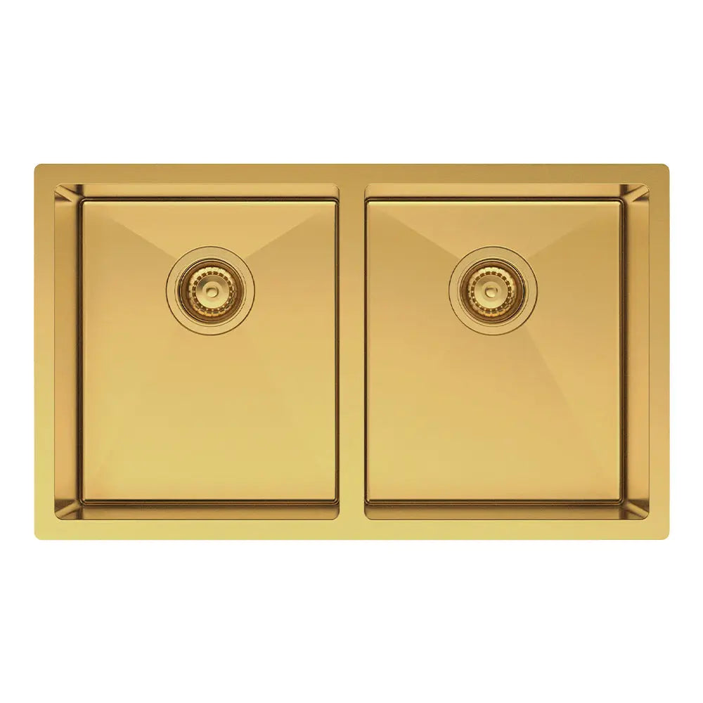 Hana 27L/27L Double Kitchen Sink, PVD Rugged Brass fienza