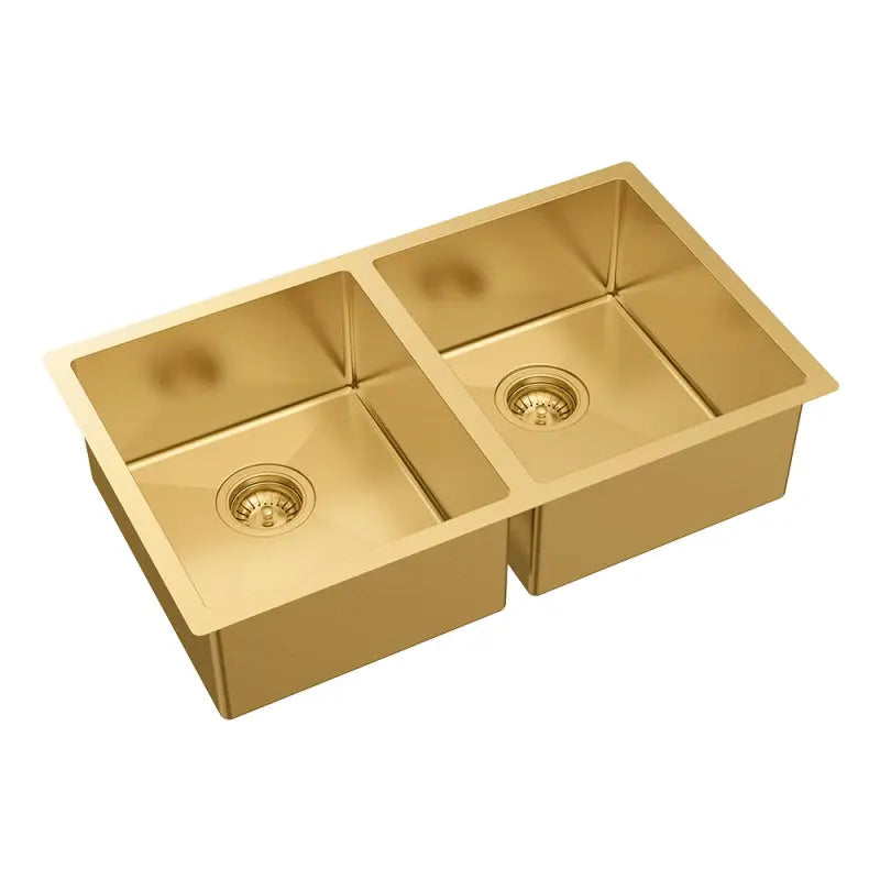 Hana 27L/27L Double Kitchen Sink, PVD Rugged Brass fienza