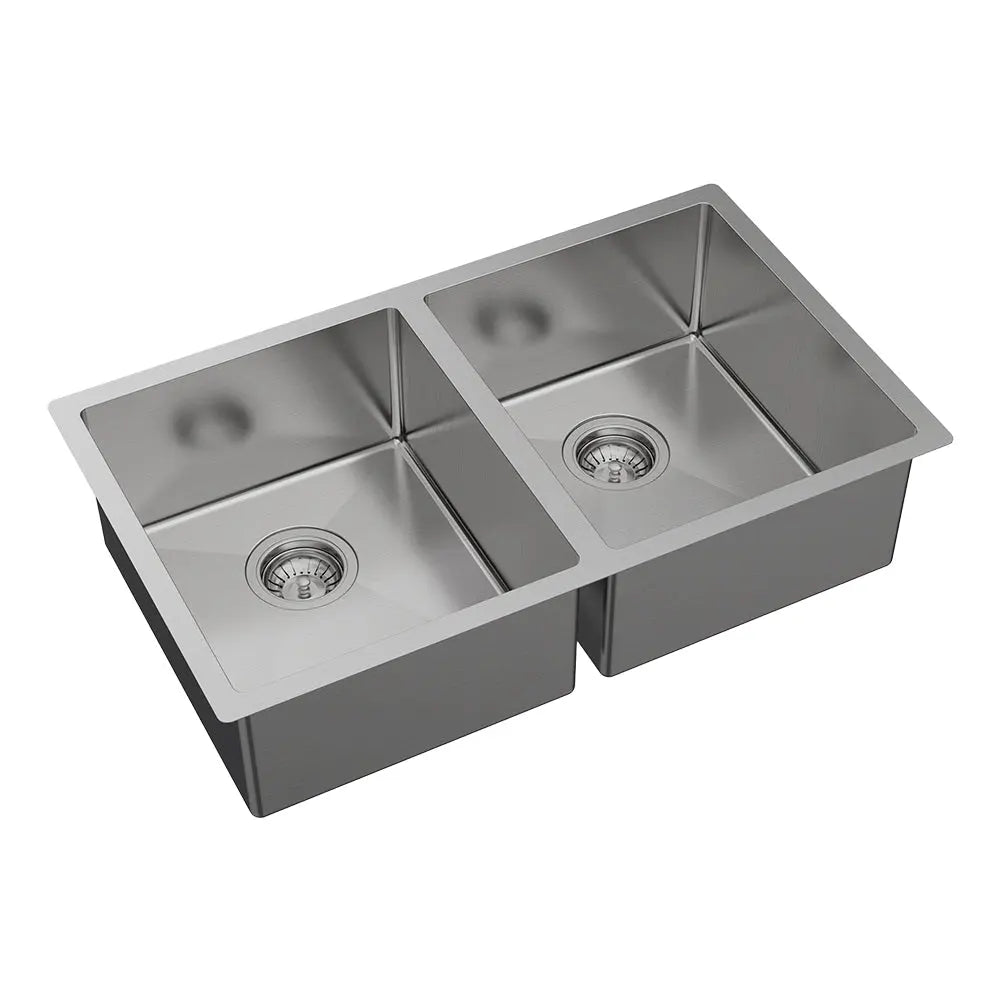Hana 27L/27L Double Kitchen Sink Kit, Stainless Steel fienza