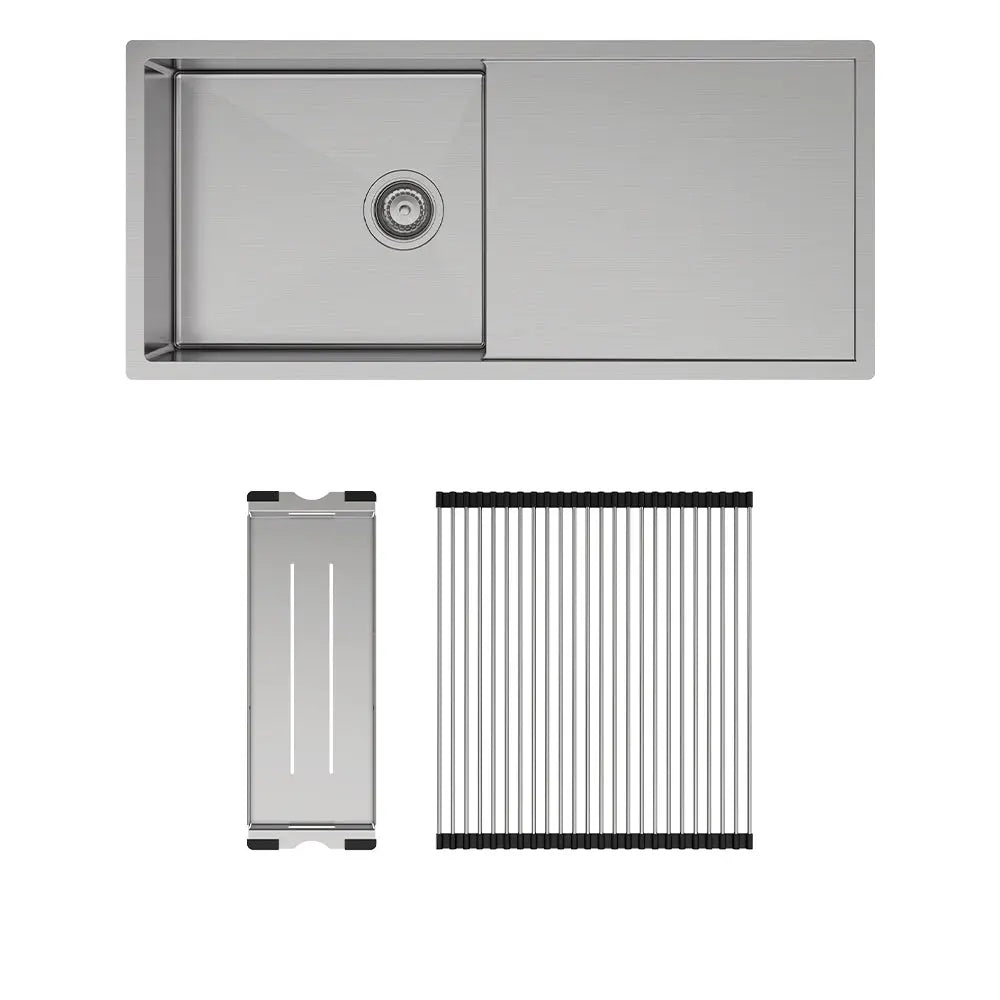 Hana 36L Single Kitchen Sink with Drainer Kit fienza