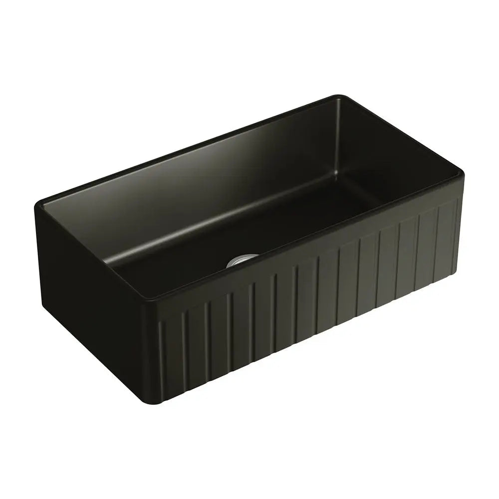 Benson Single Butler Sink, Large, Matte Black fienza