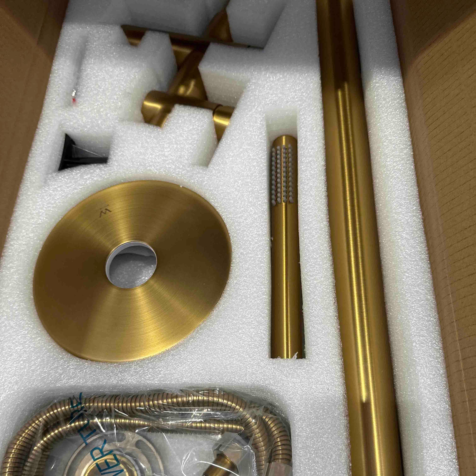 Brushed Brass Freestanding Tap with Handheld Shower Aquaperla
