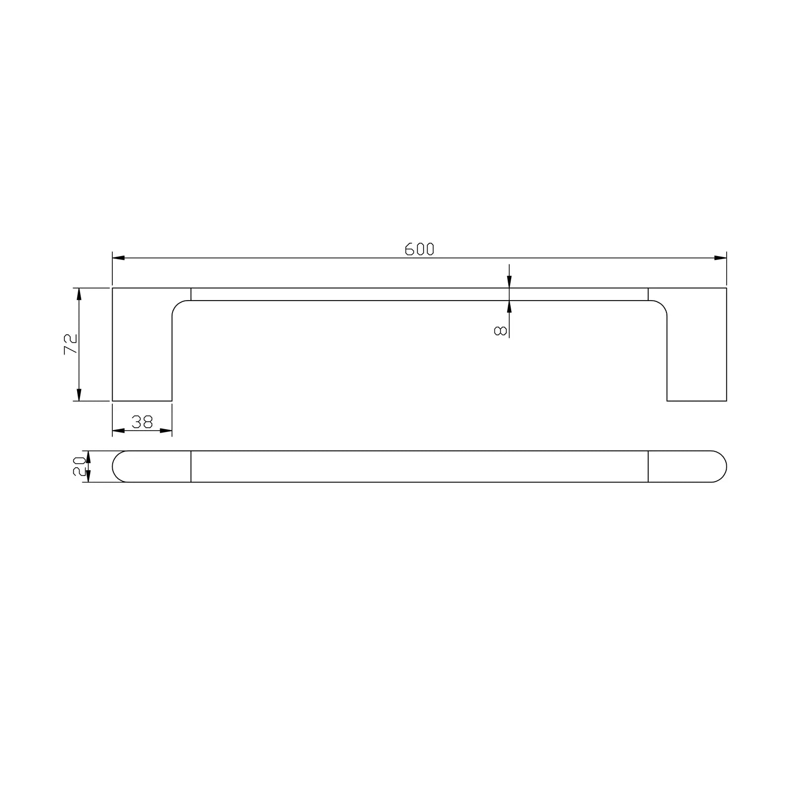 VOG - 600mm Gunmetal Single Towel Rail Aquaperla