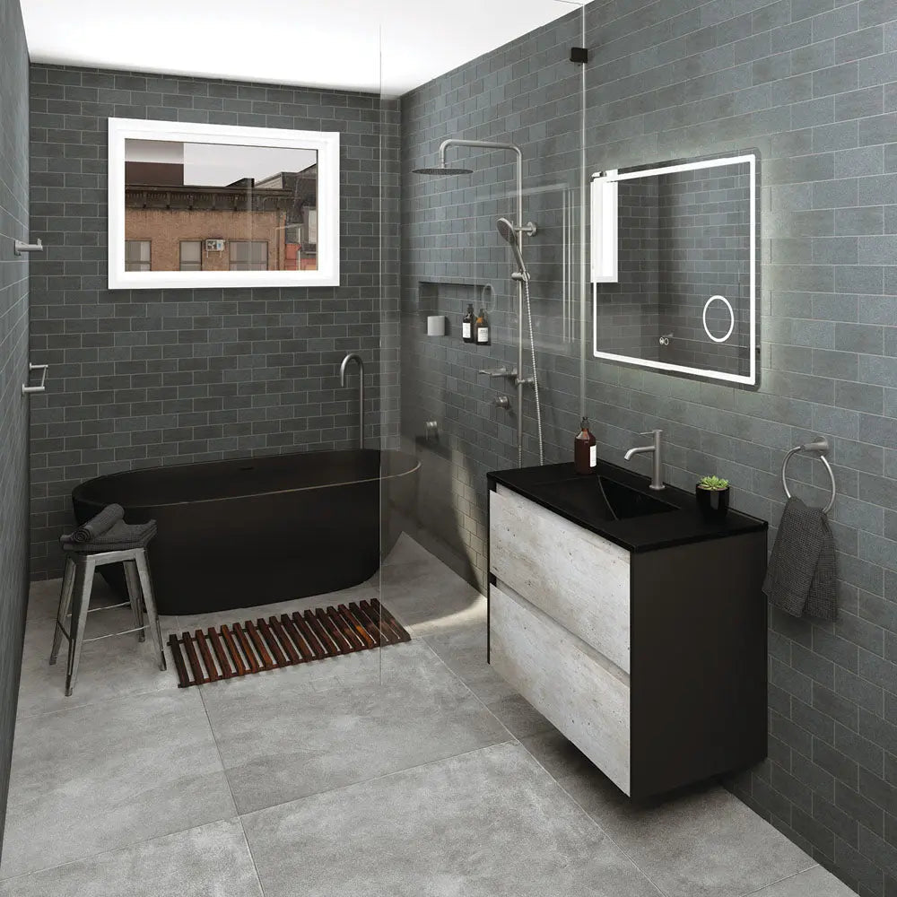 Kaya Single Towel Rail, 900mm, Gun Metal fienza