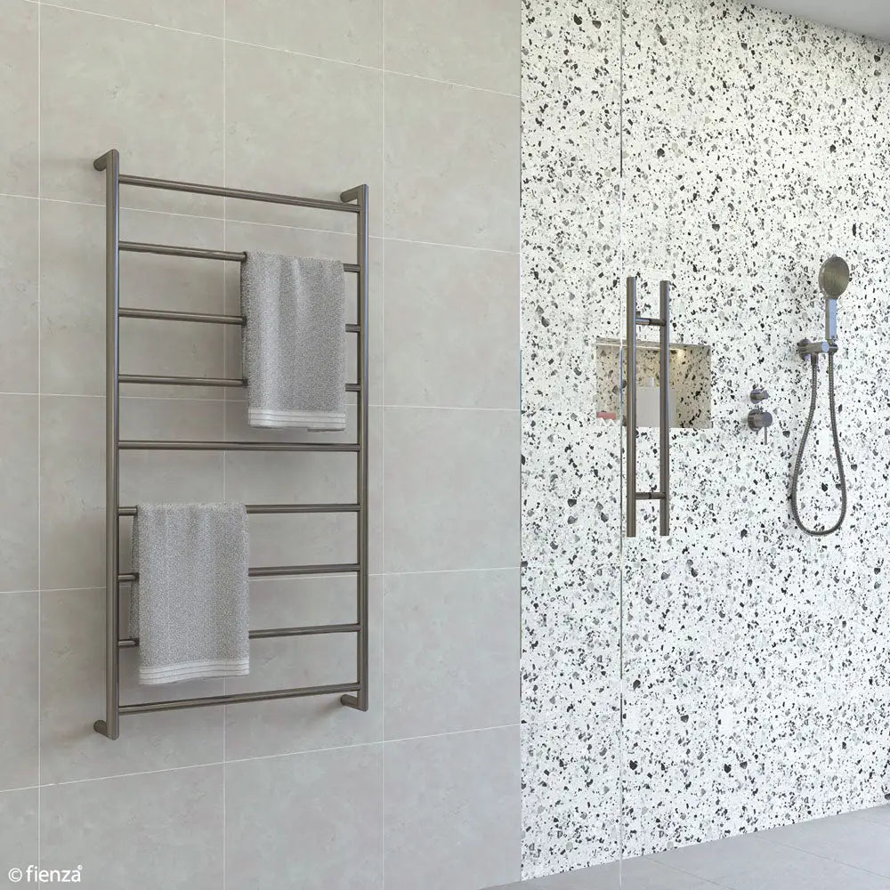 Kaya Heated Towel Rail, 600 x 1200mm, Gun Metal fienza