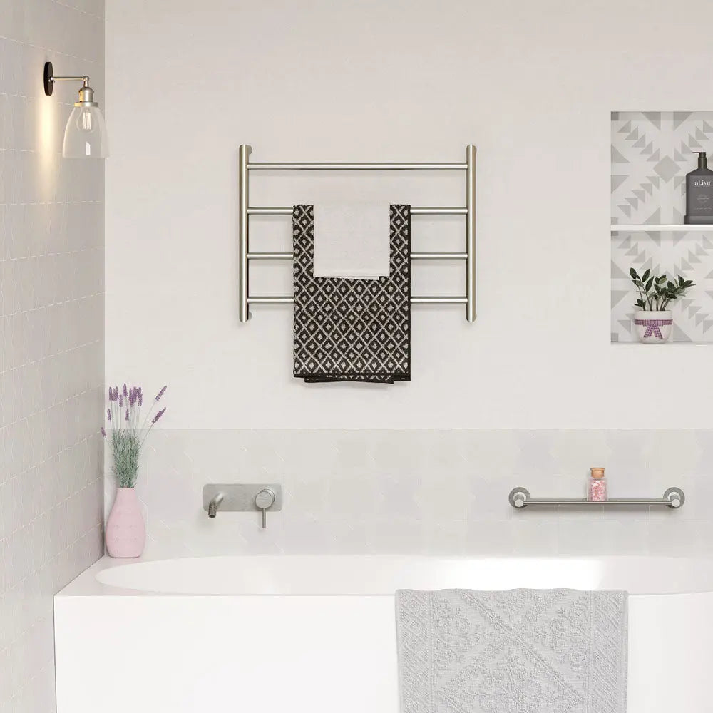 Kaya Heated Towel Rail, 600 x 450mm, Brushed Nickel fienza