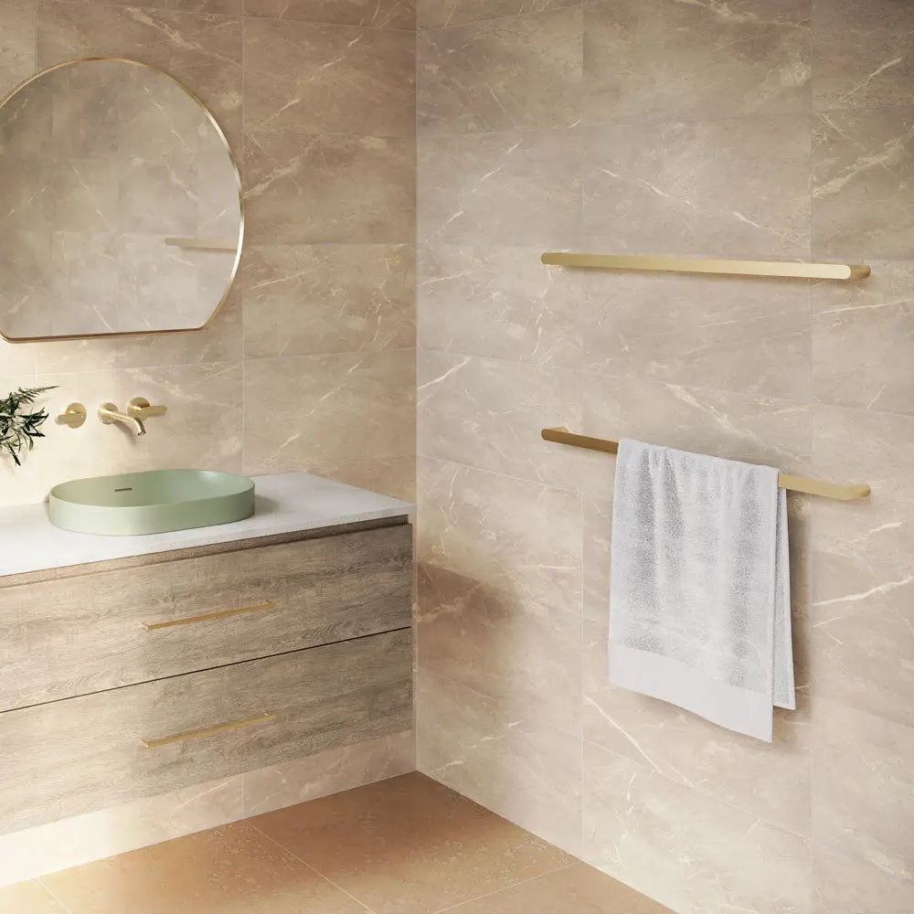Empire Slim Single Towel Rail, 800mm, Urban Brass fienza