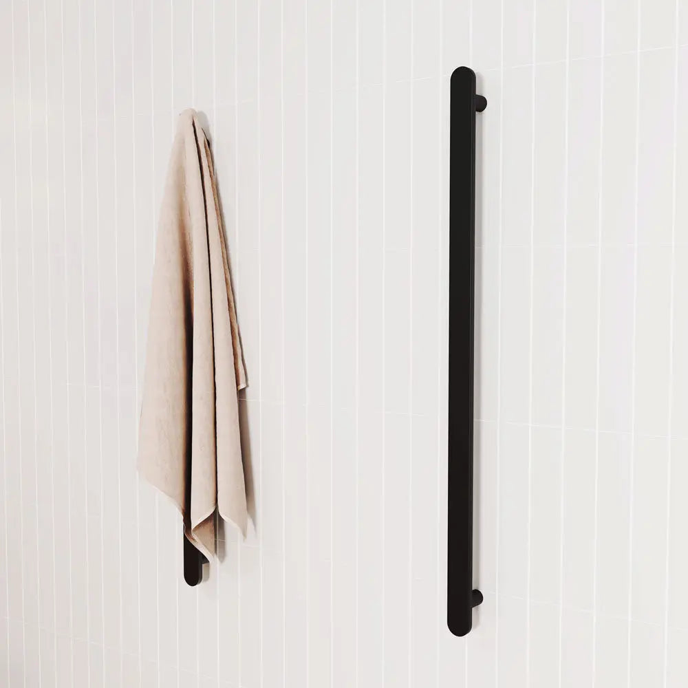 Empire Slim Vertical Heated Towel Rail, 60 x 900mm, Matte Black fienza