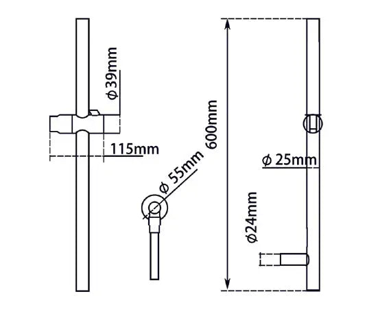 Chrome Shower Rail Aquaperla