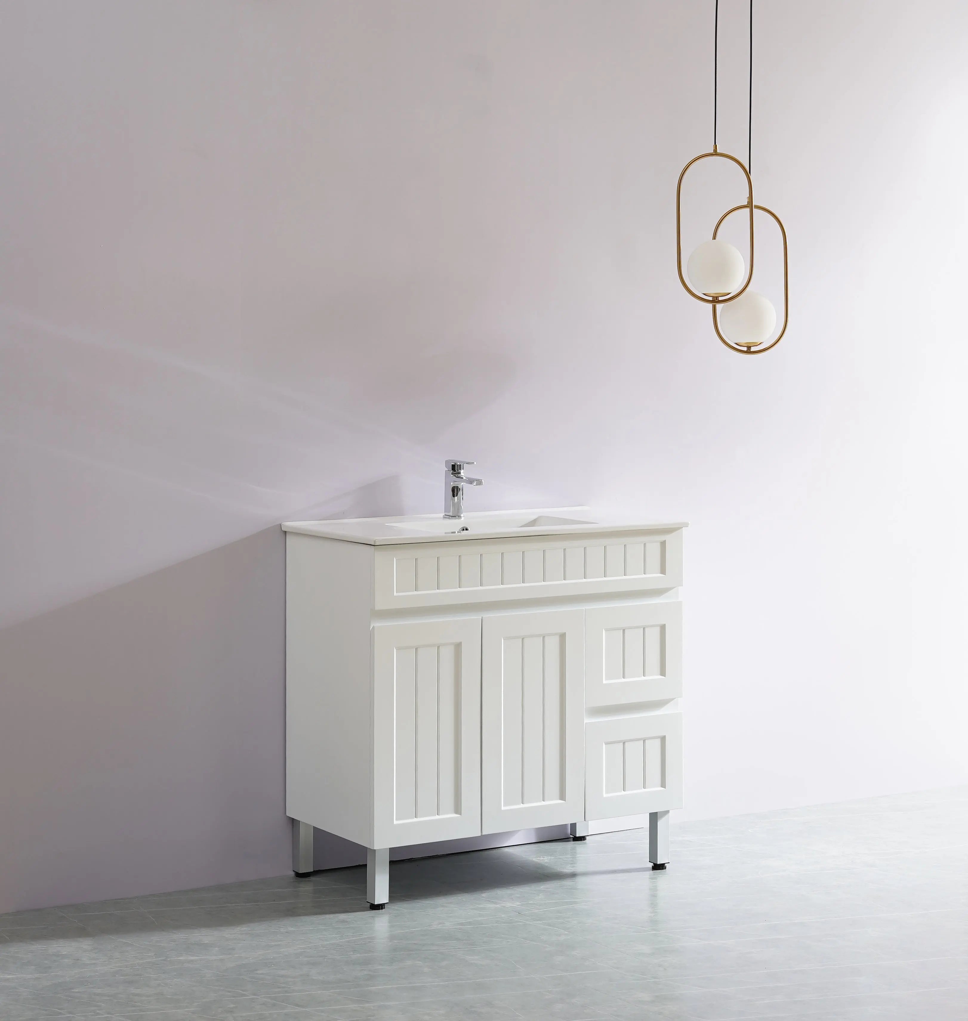 ACACIA SHAKER Matte White PVC Floor Vanity 900 Poseidon