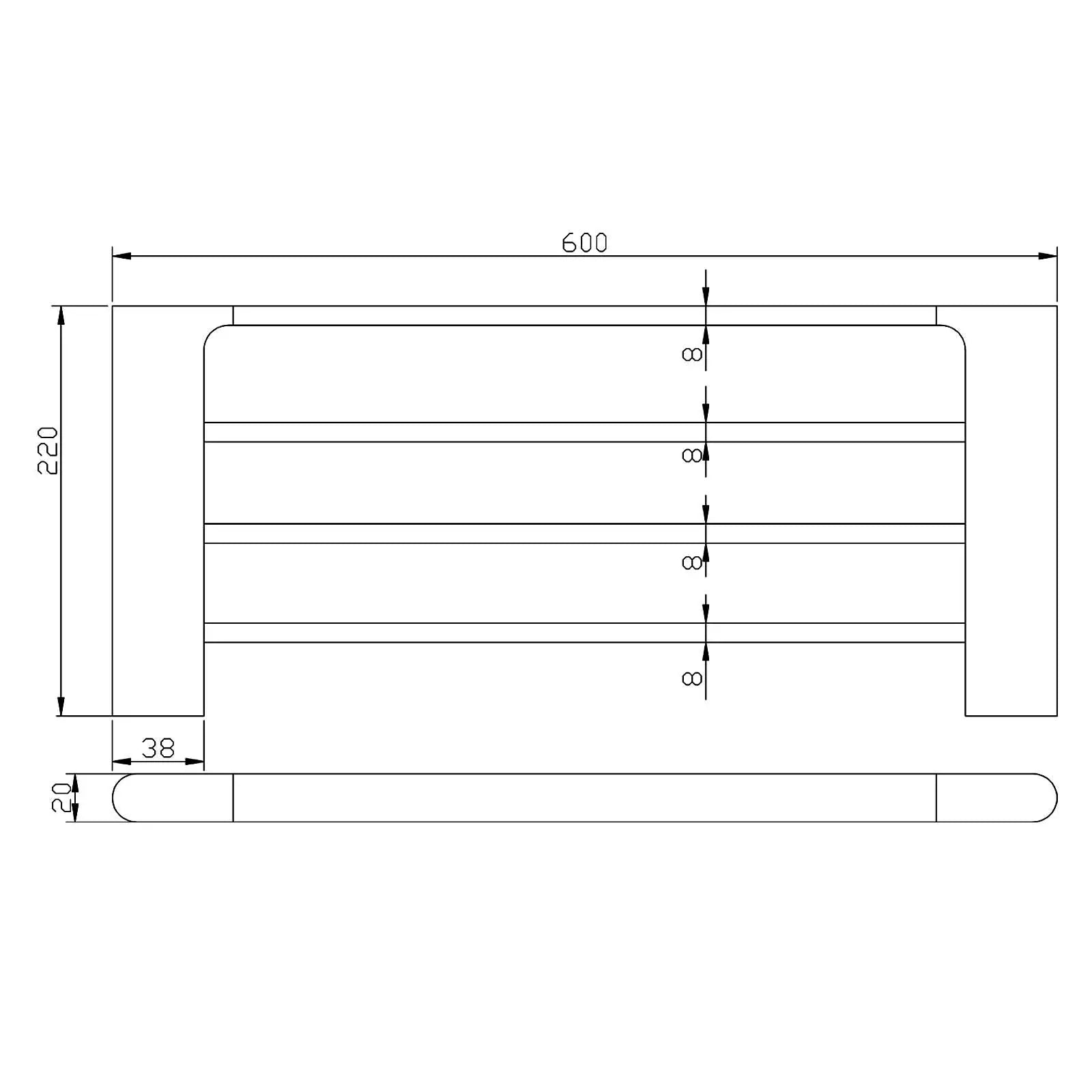 VOG - 600mm Chrome Towel Rack Aquaperla