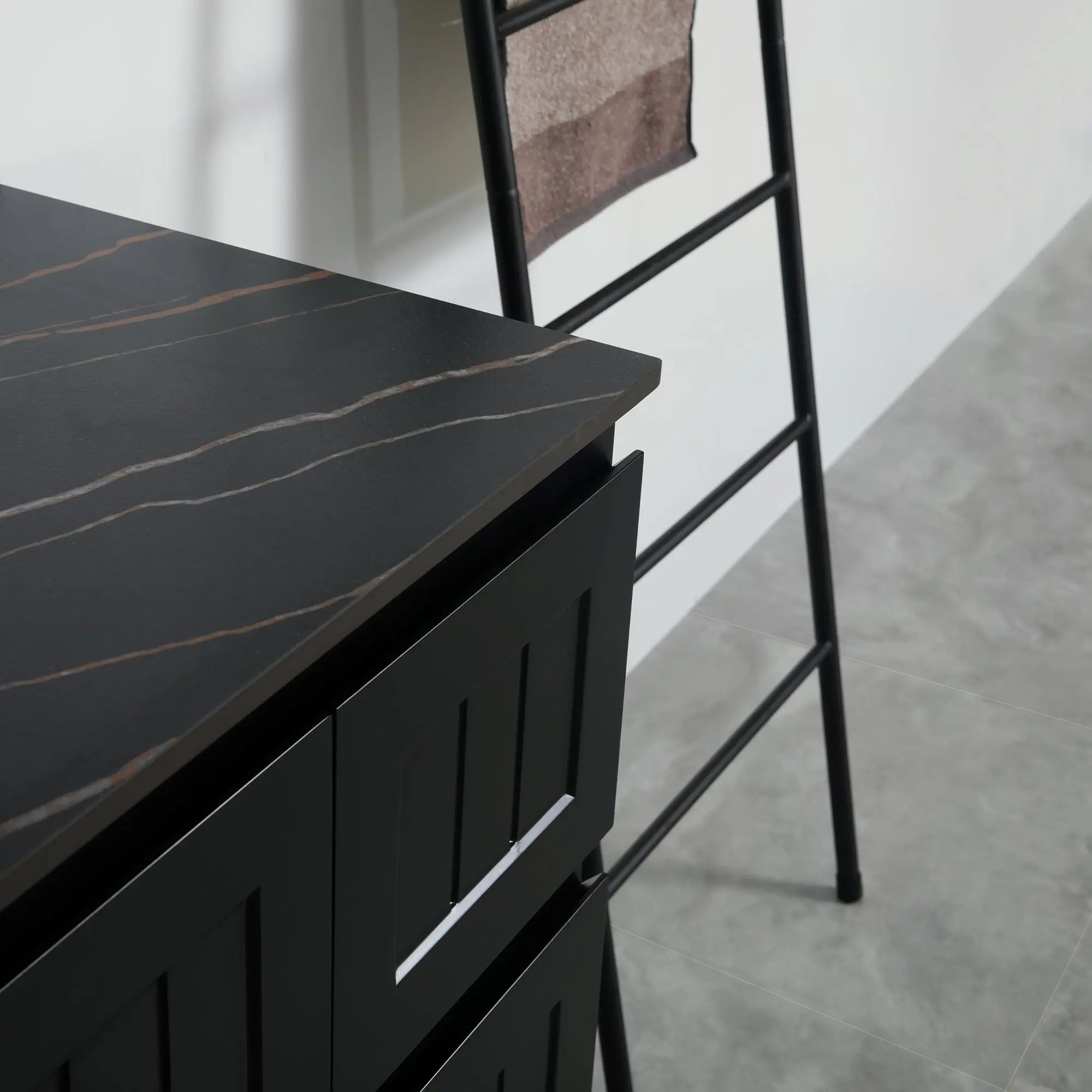 ACACIA SHAKER Matte Black PVC Wall Hung Vanity 1200 (Single Bowl) Poseidon