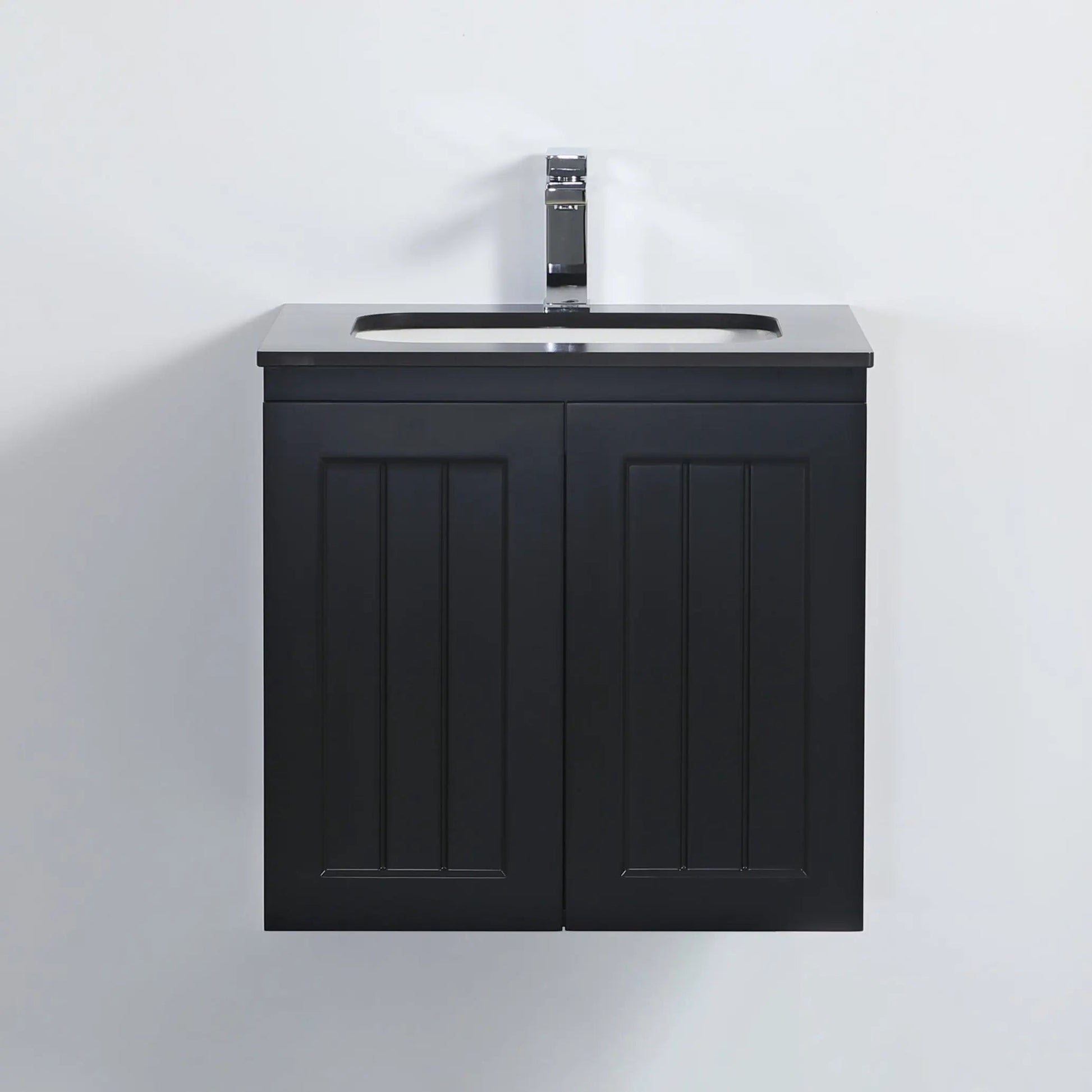 ACACIA SHAKER Matte Black PVC Wall Hung Vanity 600 Poseidon
