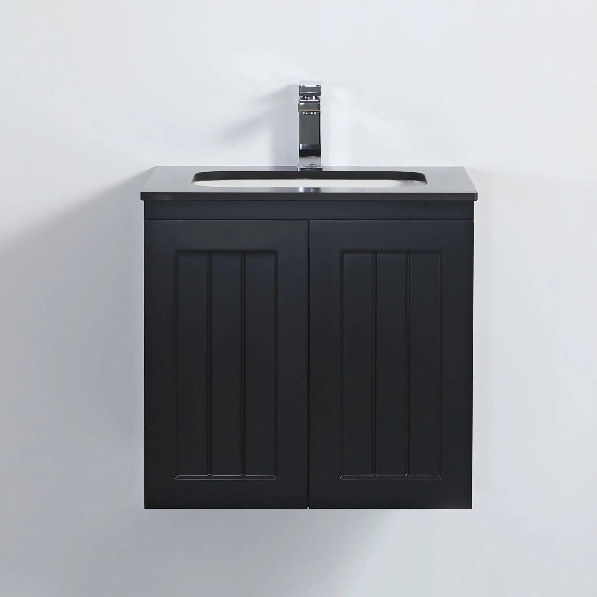 ACACIA SHAKER Matte Black PVC Wall Hung Vanity 600 Poseidon